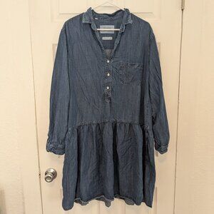 Grayson the Changemaker Shirt Dress Size 4 Lg Drop Waist Denim Blue Long Sleeve